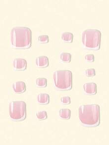 144pcs/Box Pink Square French Style Soft Gel Thick Full Coverage Fake Toenail Extension Tips, Nail Art Supplies - Square - View 4
