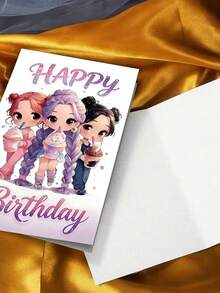 1 chiếc thiệp "Chúc mừng sinh nhật" hình Chibi Friends uống trà sữa trân châu. Bao gồm phong bì, giấy mờ cao cấp. Thiết kế hình ảnh các cô gái anime dễ thương và chữ lấp lánh. Hoàn hảo cho bạn thân - Thiệp sinh nhật Kawaii lý tưởng (12cm/4.7in X 17cm/6.7in) - Phong bì đỏ - Xem 7