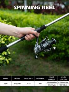GOTURE 1 máy câu quay dòng 3000, tỷ số truyền 5.2:1, lực kéo tối đa 15lb, hoạt động cực kỳ mượt mà và mạnh mẽ, có thể chuyển đổi cho người thuận tay trái và tay phải. - màu đen - Xem 2