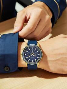 Gale Men's Navy Blue Chronograph Watch With Silicone Strap W0802G2 - Blue - View 4