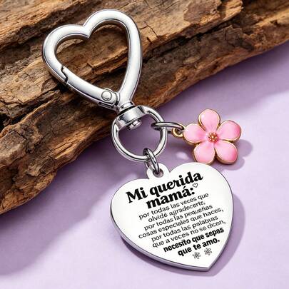 MOLANXUAN 1个不锈钢钥匙扣，妈妈，感谢您的付出，母亲节礼物，个性化家庭刻字吊坠，爱的寄语，生日刻字金属纪念品，送给妈妈的特别礼物，情人节礼物