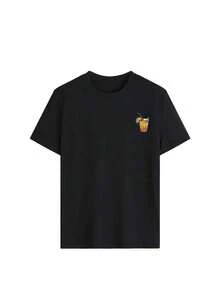 Camiseta de manga corta con cuello redondo y eslogan gráfico para fiesta de cóctel de verano para mujer, estilo casual y versátil para vacaciones, moda de verano para uso diario y vacaciones, color-Vintage Street Style Unisex Loose Cotton Short Sleeve Crew Neck T-Shirt - Negro - Ver 4