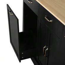 Modern Sideboard With Various Drawers, Buffet Cabinet With Waste Bin Compartment And External Spice Rack For Dining Room, Living Room And Kitchen (Black) - Black - View 11