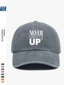 1 pieza Gorra de béisbol con estampado de letra vintage desgastada de unicolor, sombrero de sol curvo casual, gorra de papá, adecuado para uso diario, playa, viaje - A - Ver 3