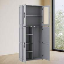 Tall Freestanding Bathroom Cabinet With Adjustable Shelves For Bathroom Entryway - Grey - View 3