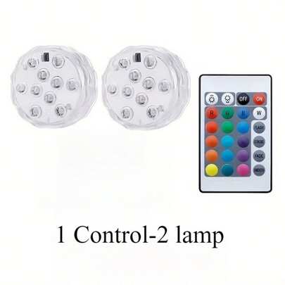 2/4pcs RGB LED Underwater Lights With Remote Control, Desktop LED Lamp, Suitable For Swimming Pool, Spa, Aquarium, Pond, Party Decor, Battery Powered, 4 Modes, 16 Colors, Batteries Not Included