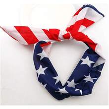85cm American Flag Style Star Striped Pattern Scarf, Fashionable Hair Accessory For Independence Day,Travel,Party - Multicolor - View 6