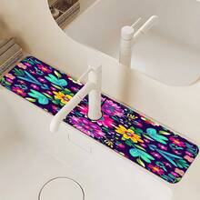1 pieza Cubierta de grifo con estampado floral, de poliéster duradero, de secado rápido, fácil de limpiar, adecuado para cocina y baño, fácil instalación, decoración diaria, regalo, alfombra de baño, cubierta de grifo duradera, accesorio de grifo - Multicolor - Ver 2