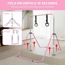 Adjustable Height Horizontal Gymnastic Bar For Children Multiple Sizes Available Steel Cons - Pink + Steel - View 6