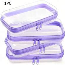 Hard Transparent Zipper Storage Bag, Plastic Pencil Case, Clear Storage Box, Suitable For Cosmetics, Snacks, Building Blocks, Puzzles - Multicolor - View 18