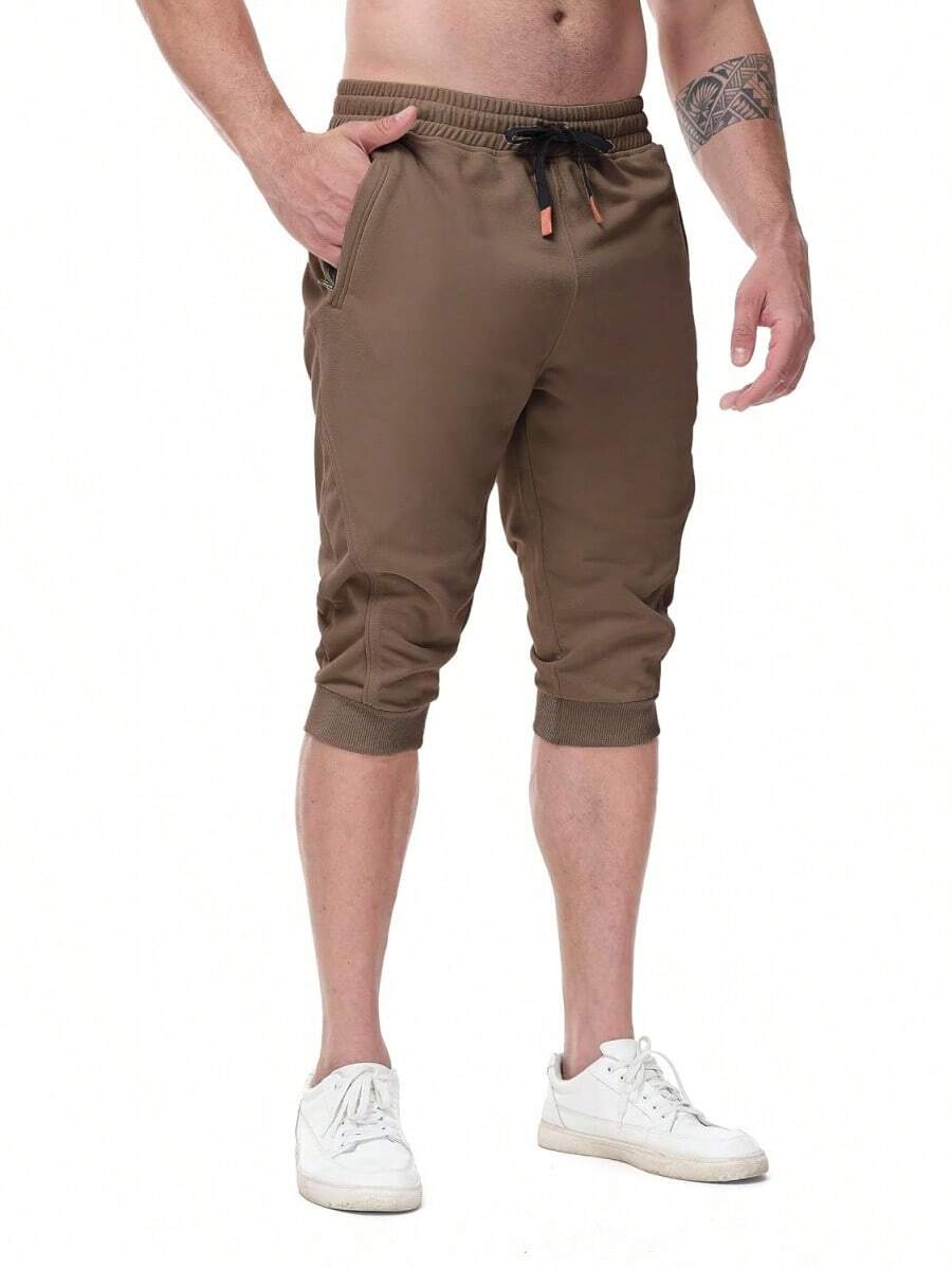 Men's Casual 3/4 Jogger Pants For Gym Training And Workouts - Coffee - 查看 1