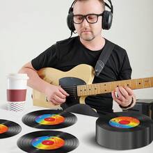 20pcs/40pcs/60pcs Vintage Vinyl Record Disposable Cocktail Napkins, 2-Ply 6.3 Inch Rainbow Musical Note Round Napkins, Suitable For 80s Retro Music Theme Birthday Party, Rock Theme, Disco Party, School Music Events, Home Bar Tabletop Decor - View 5