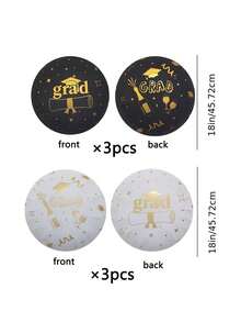 6/3件套毕业派对气球套装，18英寸圆形印花气球，毕业气球，铝箔气球，派对装饰，毕业典礼装饰气球，适用于派对布置、主题派对装饰和毕业庆祝活动 - 多色 - 查看 14