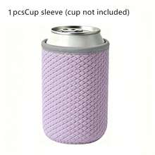 1 pezzo/2pcs Manicotto in neoprene goffrato da 12oz per bicchiere di cola, raffreddatore per lattine di birra da 330ml, accessorio protettivo anti-scottatura per bicchieri, uso duale caldo & freddo, adatto per attività quotidiane, forniture per feste, articoli essenziali per le vacanze, matrimoni, raduni, riutilizzabile per escursioni, all'aperto, campeggio, sport e altro ancora - Multicolore - Visualizzare 10