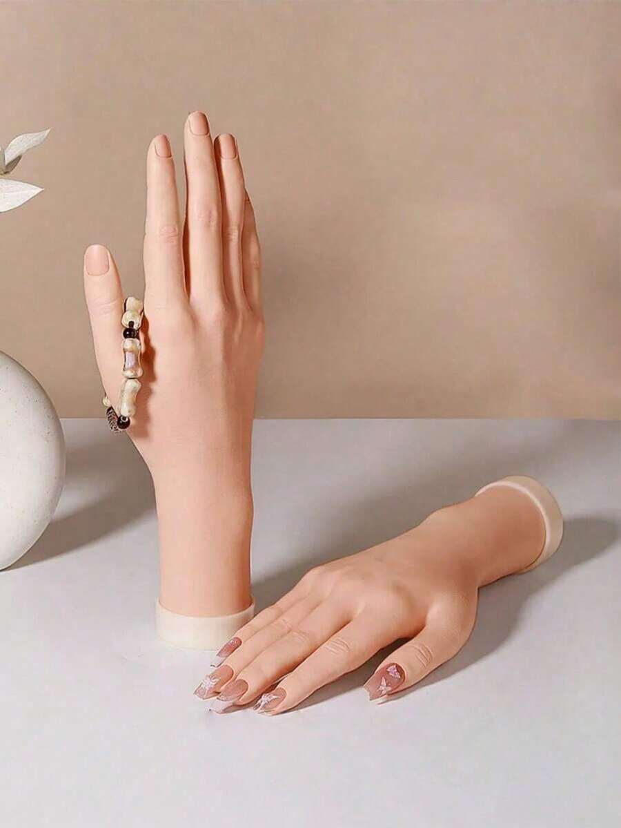 灵活关节多功能美甲练习手模珠宝展示道具 - 杏色 - 查看 1