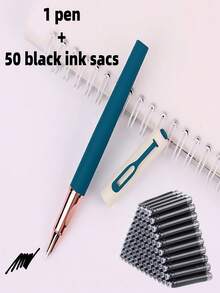 Bộ 1 bút bi + 50 hộp mực thay thế / (1 bút bi kim loại + 50 hộp mực thay thế), Màu sắc cổ điển, Lớp phủ mờ, Thích hợp cho viết hàng ngày, trường học, văn phòng, ký tên kinh doanh, Lựa chọn quà tặng tuyệt vời - Bộ 51 món - Xem 19