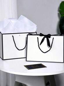 Set de 4 bolsas de regalo, que incluye 1 bolsa de regalo, 1 papel de seda, 1 tarjeta con cinta, 1 bolsa de compras con asa, 1 bolsa de tote decorada con moño, adecuado para niñas, bodas, fiestas, Navidad, Acción de Gracias, Año Nuevo, cumpleaños, Día de San Valentín, damas de honor, reuniones con la novia - Multicolor - Ver 6