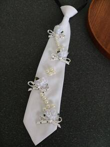 1 chiếc vòng cổ ngắn, vòng cổ choker bằng polyester màu đen với họa tiết hoa cúc xanh tươi tắn và trang trí ngọc trai, phụ kiện phong cách Y2K dành cho nhóm nhạc nữ, buổi hòa nhạc, tiệc tùng, chụp ảnh đường phố. - Ngọc trai hoa nhỏ màu trắng - Xem 7