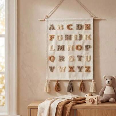 Embroidery Alphabet Poster Hanger Frame Abc Posters For Classroom Wall Nursery Educational Canvas Wall Decor 12 X 16 Inch Preschool Alphabet Banner Hanging Decor For Toddler Playroom Nursery