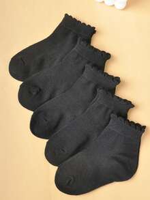 5 pares de calcetines lisos para niños/niñas, de moda simple y versátil, suaves, transpirables y aptos para uso diario, vacaciones, viajes y vuelta al colegio - Multicolor - Ver 8