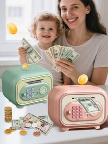 Automatic ATM Piggy Bank, Large Capacity Coin Bank With Key, Password, Fingerprint Unlock, Sound Effects, Gift For Children, Birthday Present (Random Accessories, Batteries Not Included) - Multicolor - View 5