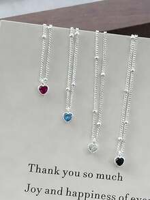 1 pieza Collar con colgante de corazón mini de plata de ley S925, diseño minimalista coreano lindo y fresco, cadena delicada para la clavícula, de moda y versátil, adecuado como regalo conmemorativo de amistad y familia - amar - Ver 2