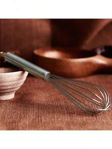 201 Stainless Steel Manual Whisk, 6-Wire Milk Frother Egg Beater, Baking Tool - Silver - View 1