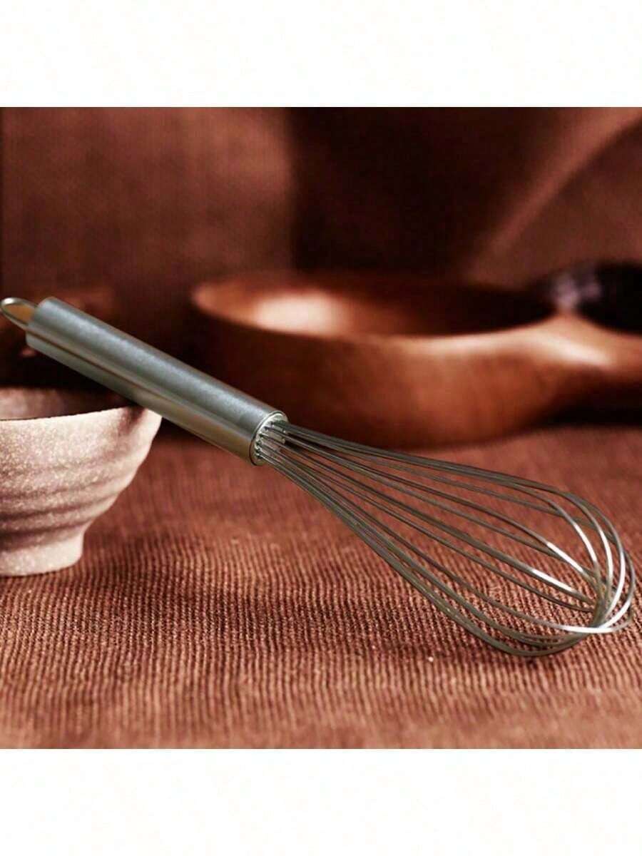 201 Stainless Steel Manual Whisk, 6-Wire Milk Frother Egg Beater, Baking Tool - Silver - View 1