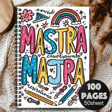 1本卡通风格彩色螺旋图案笔记本，醒目展示“MASTRA MAJTRA”字样，搭配可爱装饰元素。100页大容量，满足工作学习记录需求，适合学生使用，也是毕业/生日礼物的理想之选，可用作日记本、日程本、备忘录等，是馈赠佳品。 - S - 查看 7