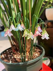 10/2入 花園裝飾地插，人造百合與鈴蘭花，陽光下閃耀，適用於戶外盆栽植物、景觀裝飾、花園與花盆裝飾 - 多色 - 查看 5