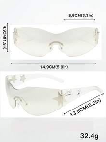 1pc Oversized Multi-Color Star Y2K Fashion Glasses, Sporty Chic Glasses, Bohemian Style Glasses, Suitable For Party, Travel, Summer, Beach Accessories - Transparent Frame Light Mercury - View 2