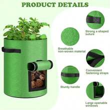 4pcs Felt Planting Bags, Breathable Fabric Planting Pots Suitable For Garden Beds And Vegetables, Gardening Supplies For Yard And Garden, Essential Gardening Necessities - Multicolor - View 5