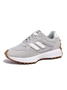 Giày thể thao nữ buộc dây thoải mái - Giày casual đa năng nhẹ, đế cao su chống trượt, phù hợp cho mọi mùa. - Xám - Xem 7