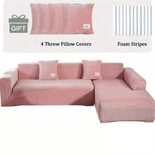 L Shape Sofa Covers 2pcs 3+4 Seater Sectional Couch Slipcovers Protector - The Perfect Solution For A Sleek And Chic Living Room - Orange - View 6