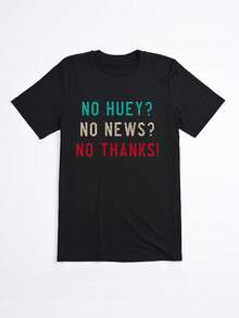 Camiseta negra con estampado No Huey No News No Thanks para mujer estilo casual - Negro - Ver 2