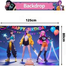Hasbro 一套K-Pop女巫狩猎动漫主题装饰，包括背景幕布、女巫狩猎团体图案、生日派对装饰，适合粉丝见面会、生日派对，打造独特欢乐的女巫狩猎团体派对装饰礼物。 - 彩色 - 查看 5