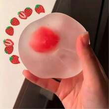 Frosted Strawberry Mochi Squishy Toy, High Appearance Moldable Stress Reliever For Adults, Maltose Slow Rising Fidget, Super Soft Wet Mushy Texture, Portable Palm Sized Berry Pendant, Trending Gift For Squishy Lovers, Party Favor, Desk Decor Anxiety Relief - Đỏ - Xem 6