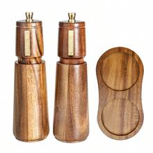 1pc/2pcs/3pcs Wooden Seasoning Jar Grinder, Pepper Shaker, Spice Jar With Manual Grinder For Kitchen - Brown - View 8
