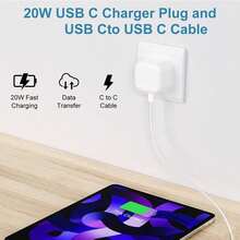 快速充電套組 USB C 壁式充電器 + 6.6英尺/200公分 USB C 轉 Type C 傳輸線，相容 iPhone 16 Pro Max/16 Pro/16 Plus/16/15 Pro Max/15 Pro/15 Plus/15 / Type-C 接口，英國插頭充電適配器套組 - 白色 - 查看 7