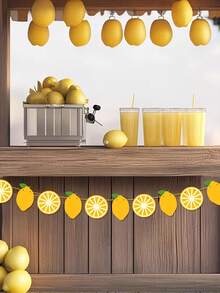 1 Set de Guirnalda con Tema de Limón, Pancarta Decorativa de Limón Amarillo, Adecuado para Decoración del Hogar, Cumpleaños, Baby Shower, Decoración de Verano con Limón - A - Ver 3