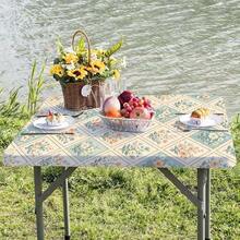 1pc Floral Pattern Rectangular Tablecloth, Reusable Elegant Botanical Plaid Tablecloth Suitable For Picnic, Party, Restaurant, Home Decor - A - View 4