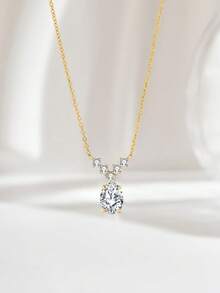 Collar con colgante en forma de V de plata de ley 925, joyería versátil para mujeres, regalo para novia, esposa, madre en cumpleaños, aniversario - Multicolor - Ver 3