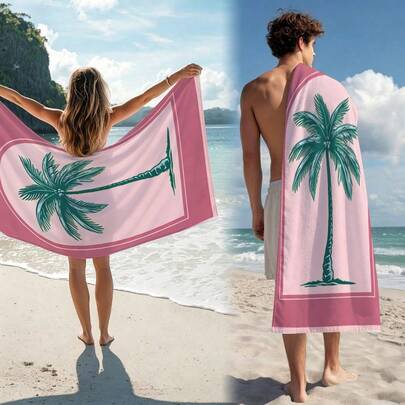 1 chiếc khăn tắm biển sợi siêu mềm in hình cây cọ tối giản, nhiều kích cỡ, chăn biển nhẹ, thích hợp cho bơi lội, cắm trại, thể thao, bãi biển hoặc phòng tập thể dục, phụ kiện bãi biển | Khăn tắm biển hiện đại | Thảm biển bền, khăn tắm biển
