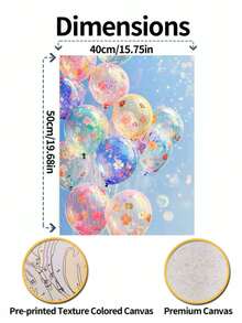 40x50cm/16x20in 彩色花朵氣球 DIY 數字油畫手工藝品 家居裝飾 成人節日禮物 - 40*50厘米 - 查看 3