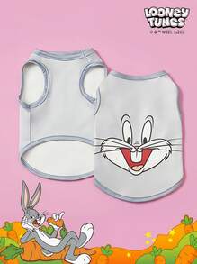 LOONEY TUNES X PETSIN 1 قطة رمادية وكلب عالمي مطبوع عليه طباعة أرنب سعيد كرتوني مريح مرن - رمادي - مشاهدة 1