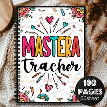 1pc Creative Cartoon Style Colorful Spiral Notebook, "MASTERA Teacher" Prominent Design. 100 Pages/50 Sheets, Suitable For Work, Study, School Planning, Diary, Notes, Also A Thoughtful Gift For Graduation, Birthday. - M - View 7