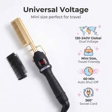 Máy duỗi và uốn tóc 2 trong 1, dụng cụ tạo kiểu tóc nhanh, mượt mà, thích hợp cho kỳ nghỉ lễ. - màu đen - Xem 6