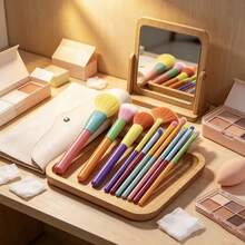 10支超柔软多巴胺彩虹化妆刷，包括腮红刷、眼影刷、散粉刷、眉刷和唇刷，是送给亲朋好友、作为生日礼物或母亲节礼物的完美之选。 - 彩色 - 查看 1