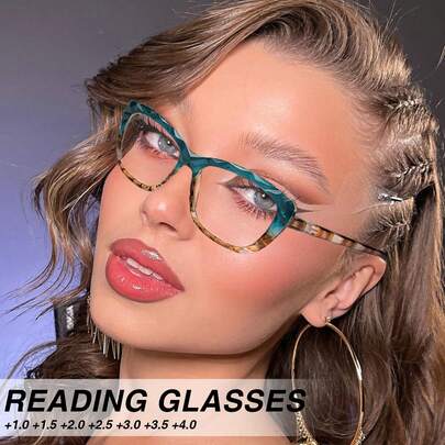 1 pieza Gafas de lectura de diseño único, con marco de color caramelo convexo, patas con bisagras cómodas, ligeras y aptas para diferentes formas de rostro, elegantes lectoras para damas