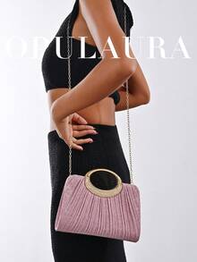 OpulAura 女士时尚闪亮水晶水钻晚宴手拿包，璀璨奢华镶钻正式礼服手提包，适合晚宴、派对、生日、婚礼等场合，也可作为生日礼物 - 粉色 - 查看 10
